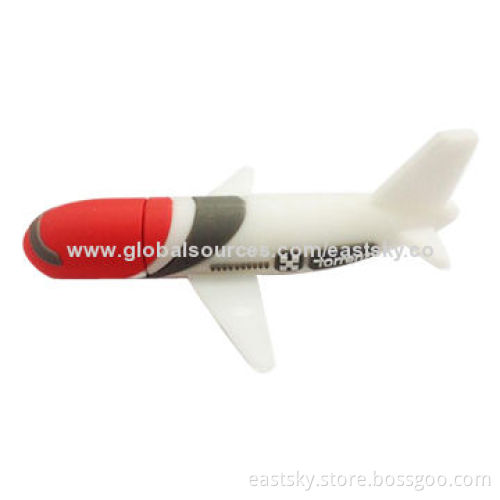 Airplane-shaped USB flash drive, made of soft PVC material, OEM orders are welcome